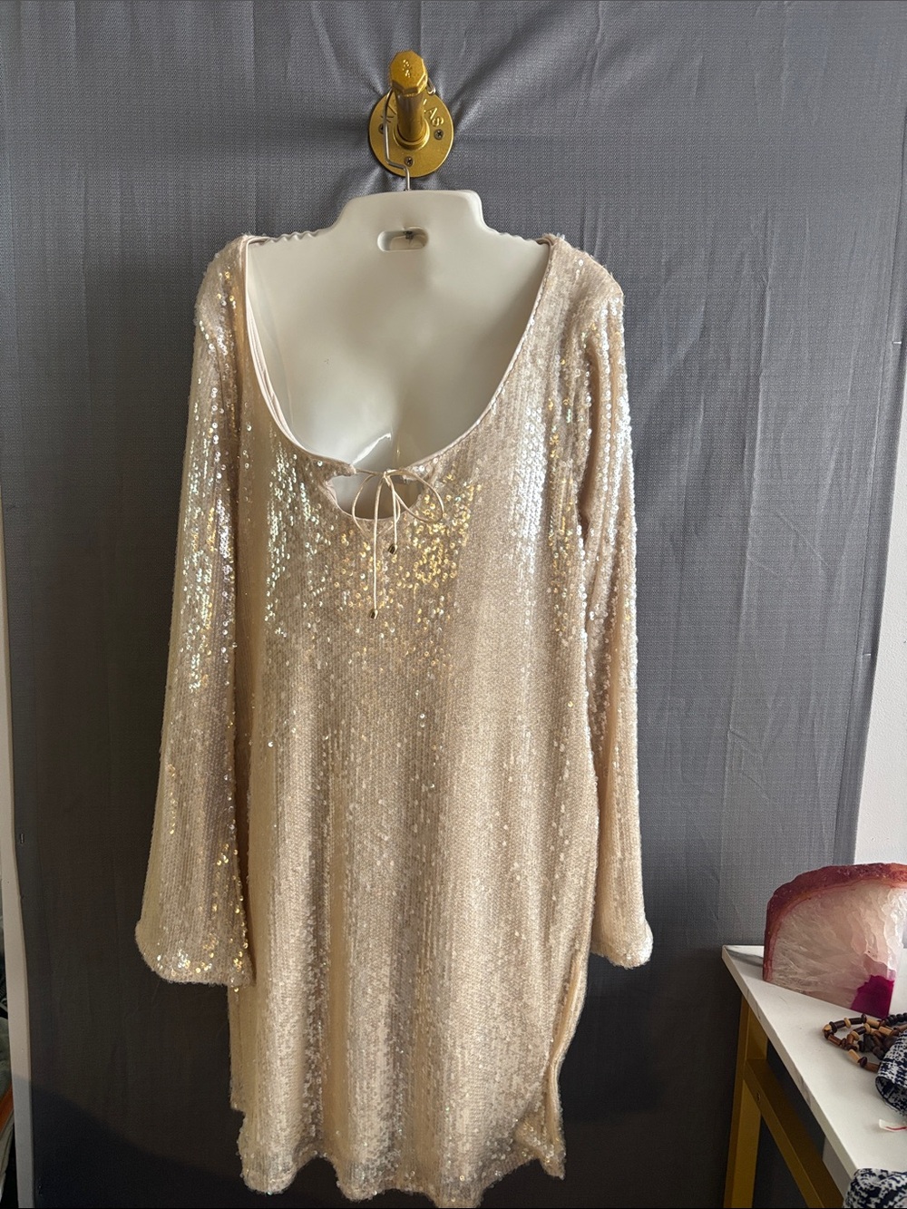 wild fable Champagne Sequin Long Sleeve Tunic